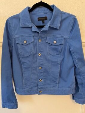 Talbots Blue Denim Jacket Medium Stretch Cotton Classic Jean Jacket